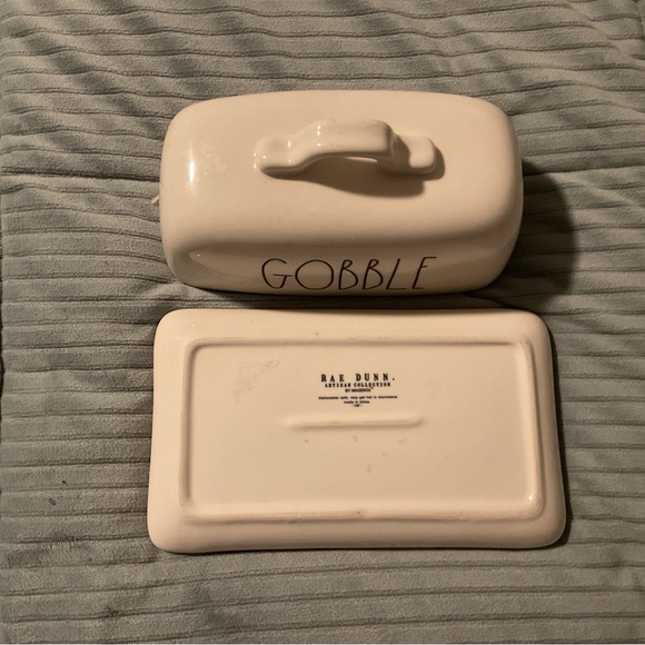 Rae Dunn Cream 'GOBBLE' Butter Dish - Picture 3 of 6